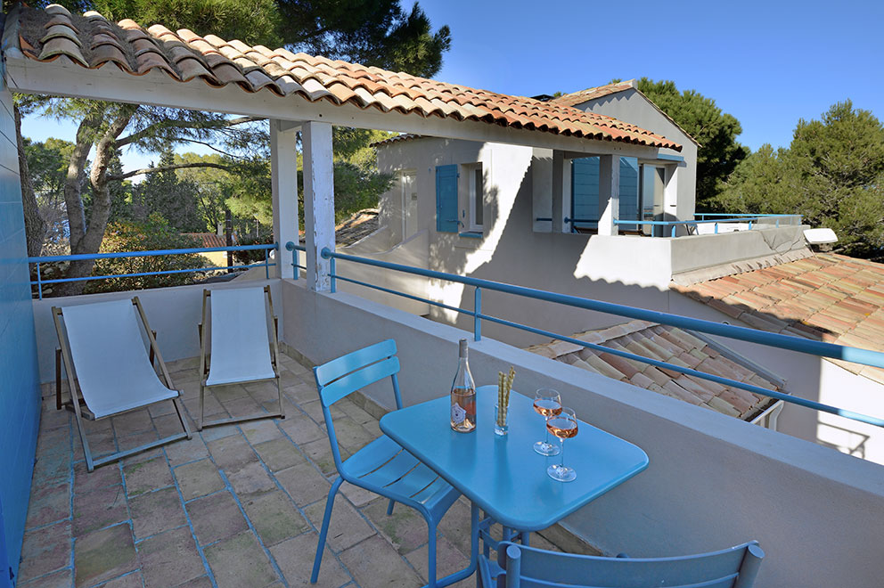 La terrasse de la chambre d'hôtes Di Rosa à Sète