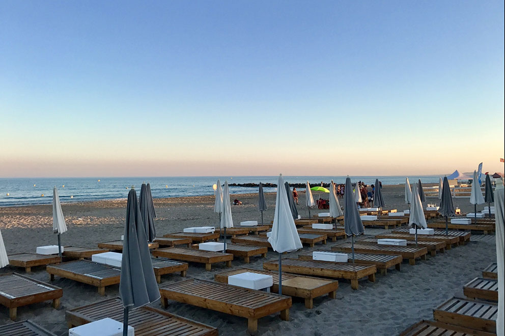 Beach and Transat on the edge of the Mediterranean in Sète